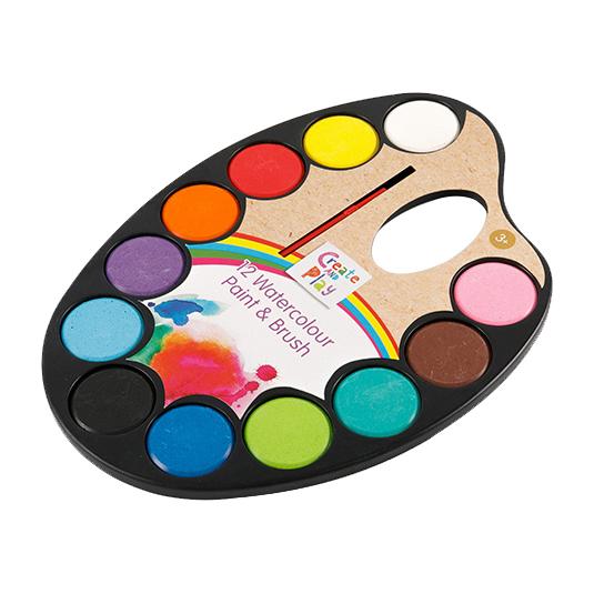 12-Warna Oval Pan Solid Watercolor Paint Set kanggo Siswa