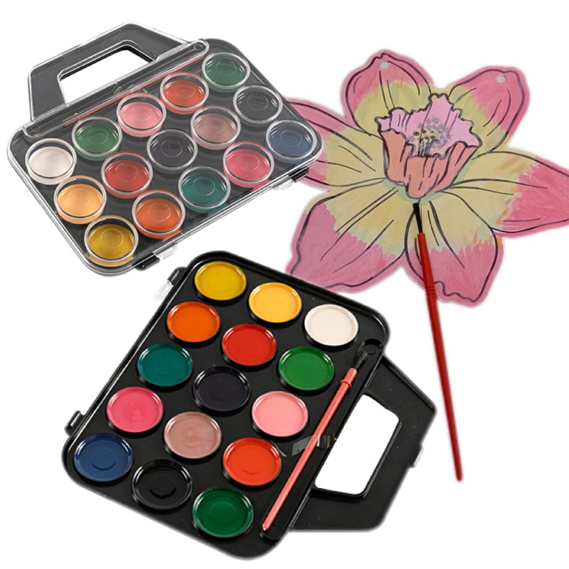 15-Warna Semi-garing Watercolor Set kanggo Siswa Seni