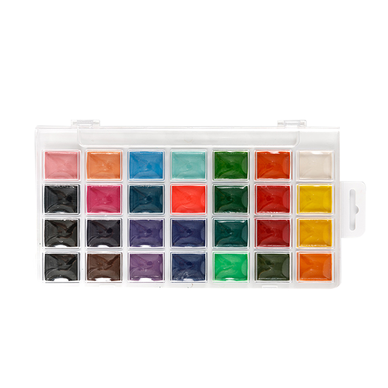 28 Werna Semi-garing Watercolor Paint Set karo Paint sikat